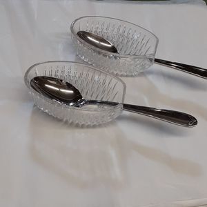 2 Princess House Crystal Utensil Holder Knife Fork Spoon Holders